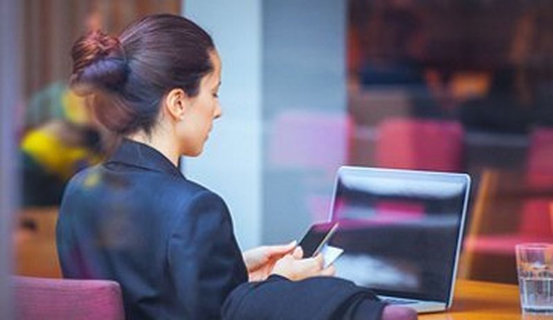 Woman working at a laptop